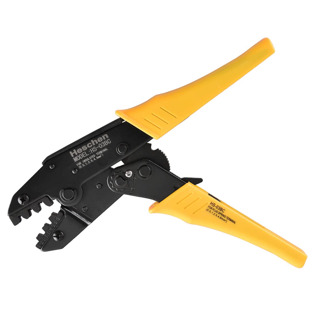 Клещи Heschen Ratchet Crimper для обжима клеммных розеток, желтые, HS-03BC, неизолированные и инструментальные, 0,5-6 мм² (20-10 AWG),
Клещи Heschen Ratchet Crimper для обжима клеммных розеток, желтые, HS-03BC, неизолированные и инструментальные, 0,5-6 мм² (20-10 AWG),