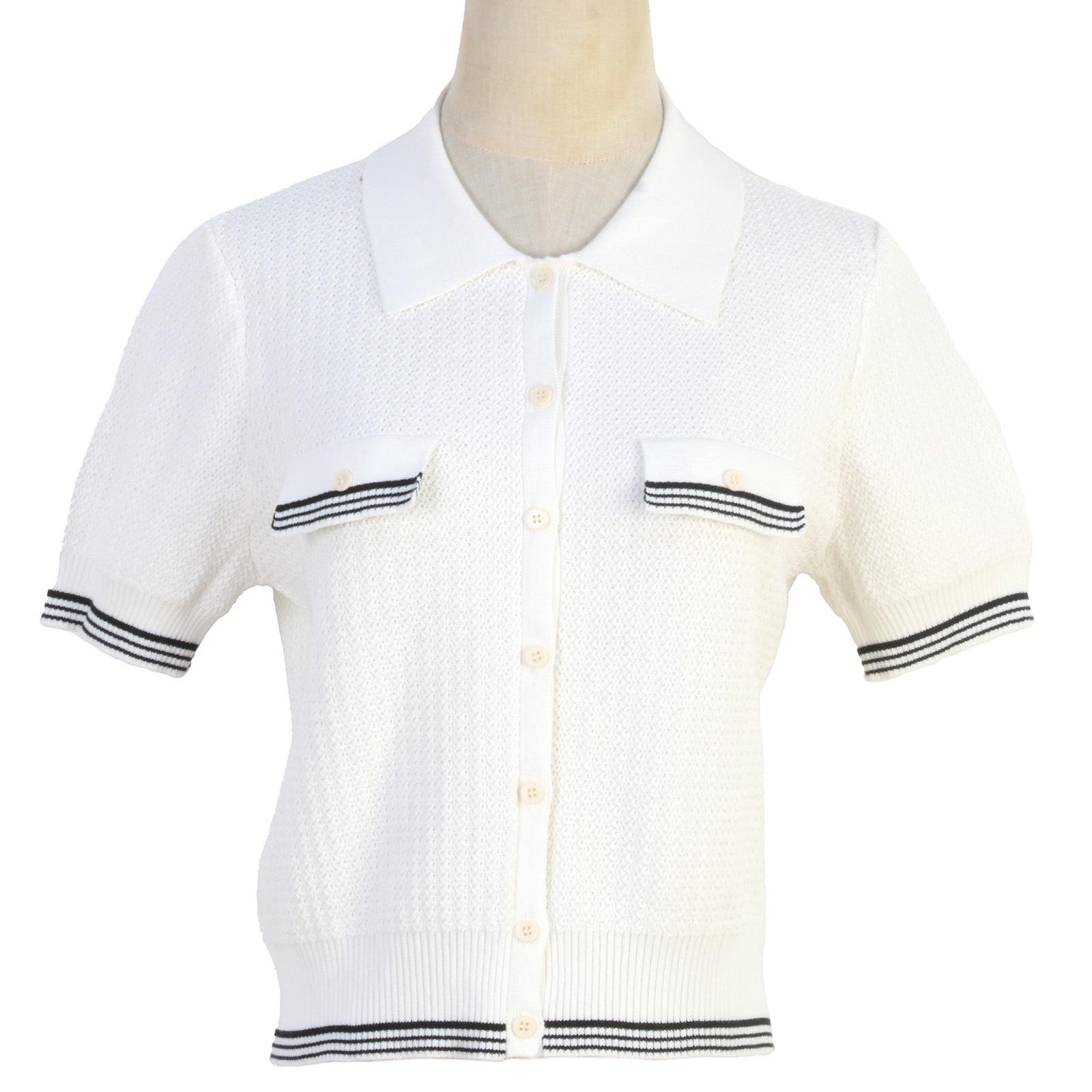 Women s Short Sleeve Color Block Stripe Knit Cardigan with French Polo Collar - Versatile Spring/Summer Fashion. Medium
Women s Short Sleeve Color Block Stripe Knit Cardigan with French Polo Collar - Versatile Spring/Summer Fashion. Medium