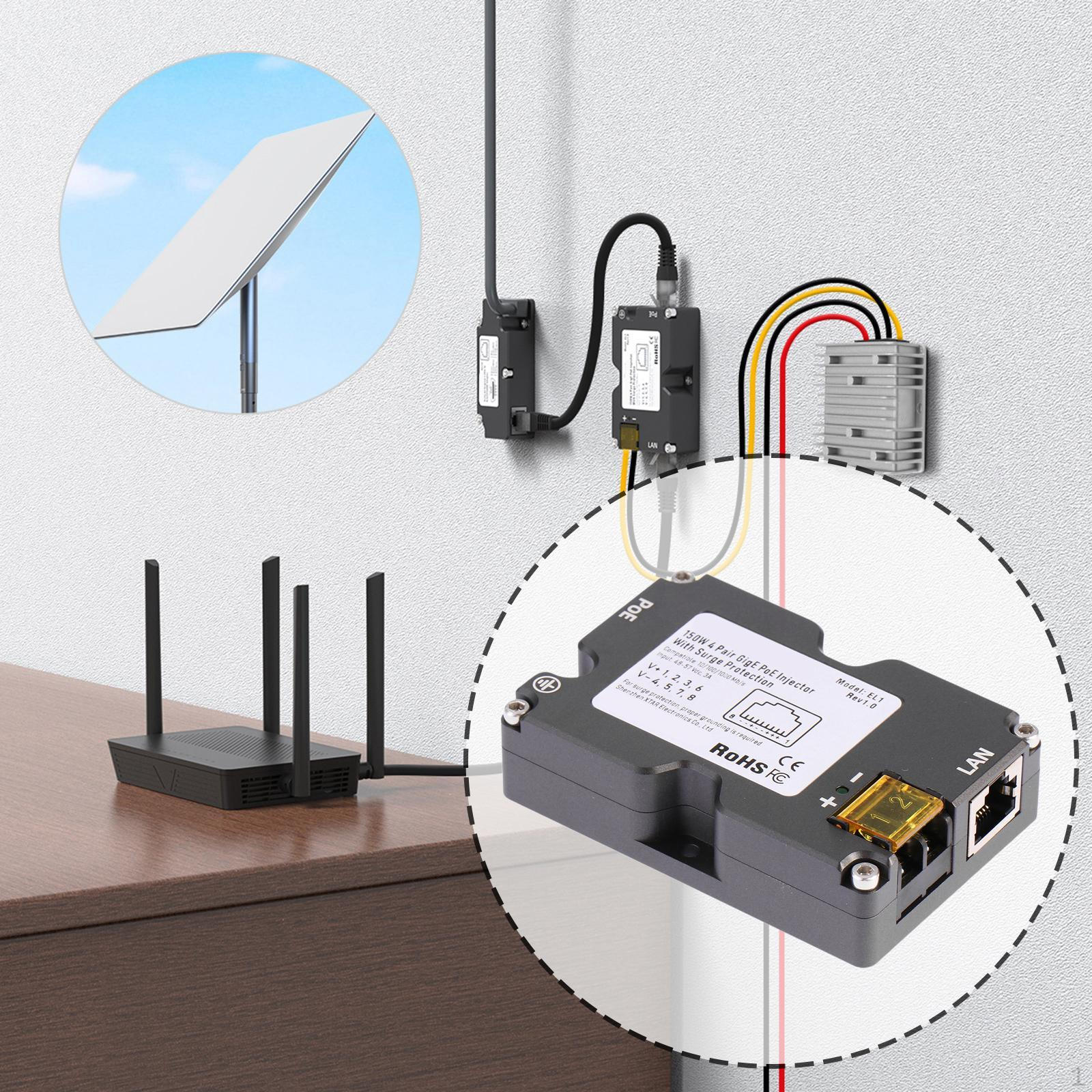 PoE Injecting Ethernet Adapter, 150W Network High Speed Reliable for Internet 10/100/1000M Gige
PoE Injecting Ethernet Adapter, 150W Network High Speed Reliable for Internet 10/100/1000M Gige