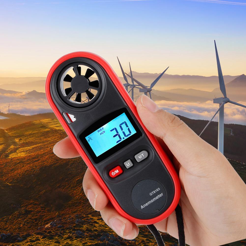 GT8163 Handheld Digital LCD Portable Digital Anemometer Wind Speed Gauge Wind Temperature Meter Thermometer
GT8163 Handheld Digital LCD Portable Digital Anemometer Wind Speed Gauge Wind Temperature Meter Thermometer