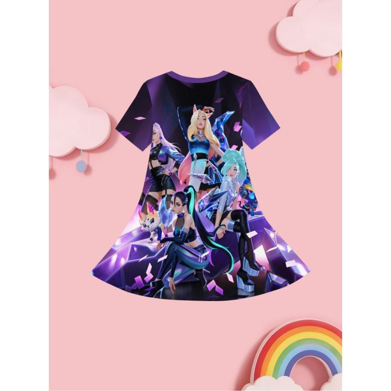 Girls 3D Printed Short-Sleeve Dress with - A-Line Midi Length Dress Suitable for Casual 110
Girls 3D Printed Short-Sleeve Dress with - A-Line Midi Length Dress Suitable for Casual 110
