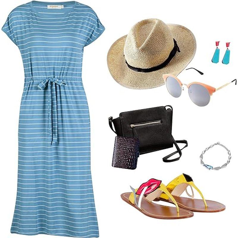 Short Sleeve Dress Casual Lace up Waist-Tight Contrast Color Pullover Blue and White Stripes XS
Short Sleeve Dress Casual Lace up Waist-Tight Contrast Color Pullover Blue and White Stripes XS