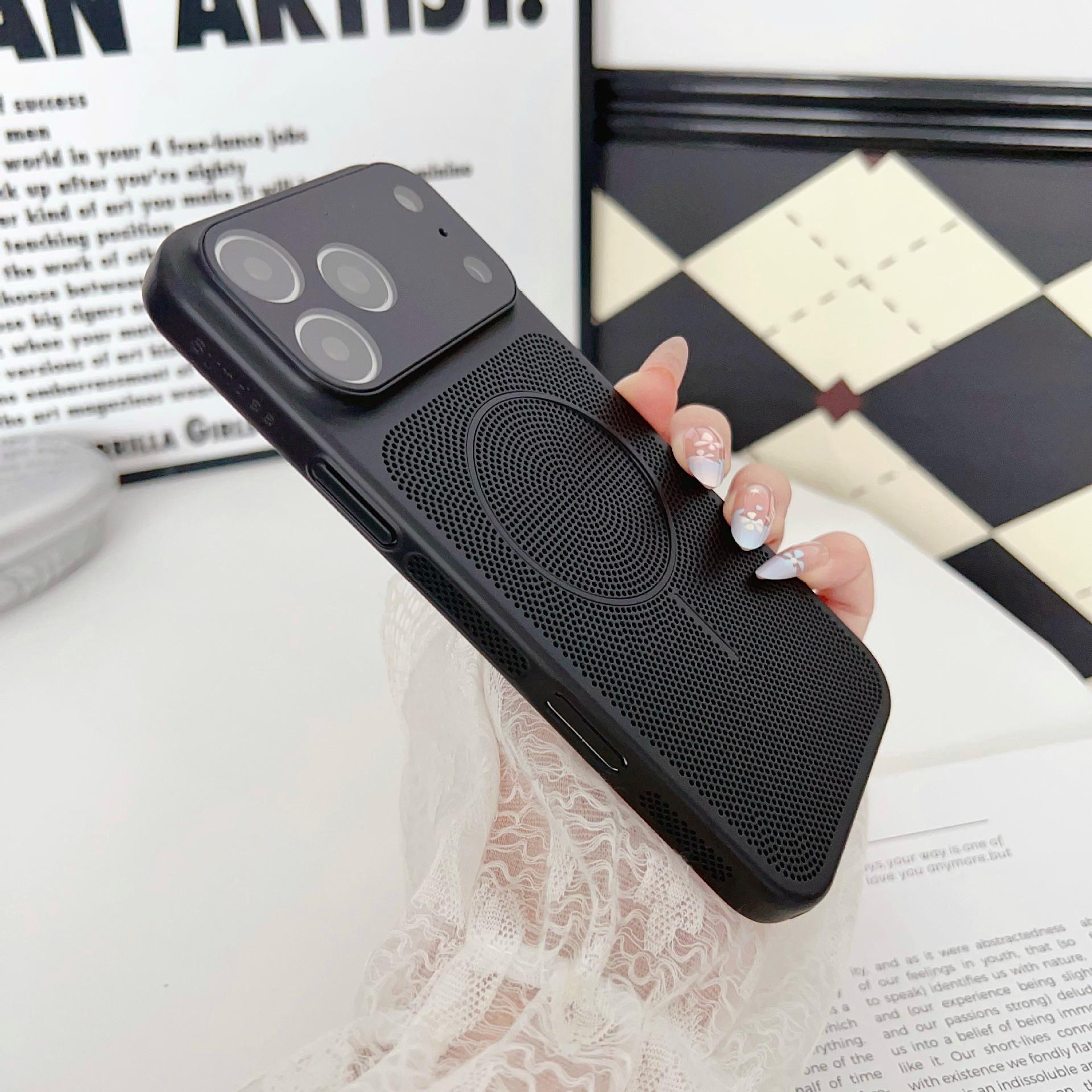 Compatible iPhone 15/16/17 Pro Max Magnetic Case with Wireless Charging, Large Window, and Heat Dissipation Mesh. iPhone 14
Compatible iPhone 15/16/17 Pro Max Magnetic Case with Wireless Charging, Large Window, and Heat Dissipation Mesh. iPhone 14