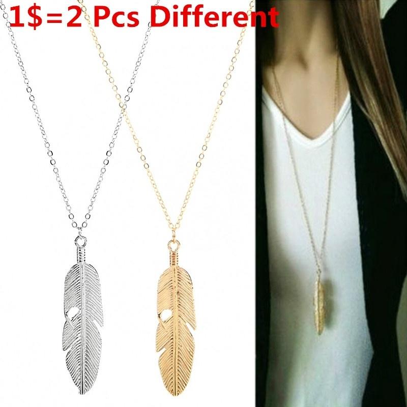 2 Pcs Different Fashion Silver Gold Necklace Women Jewelry Feather Pendant Chain Necklace Long Sweat
2 Pcs Different Fashion Silver Gold Necklace Women Jewelry Feather Pendant Chain Necklace Long Sweat