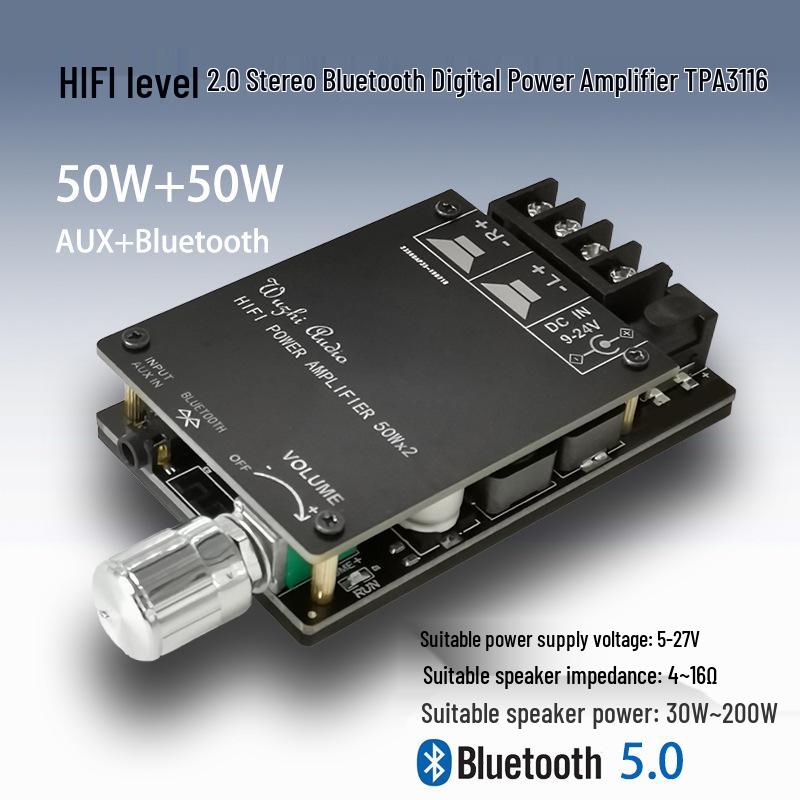 HIFI 2.0 Bluetooth Stereo Amplifier Board TPA3116 50W x 2 with Filtering Without Case
HIFI 2.0 Bluetooth Stereo Amplifier Board TPA3116 50W x 2 with Filtering Without Case