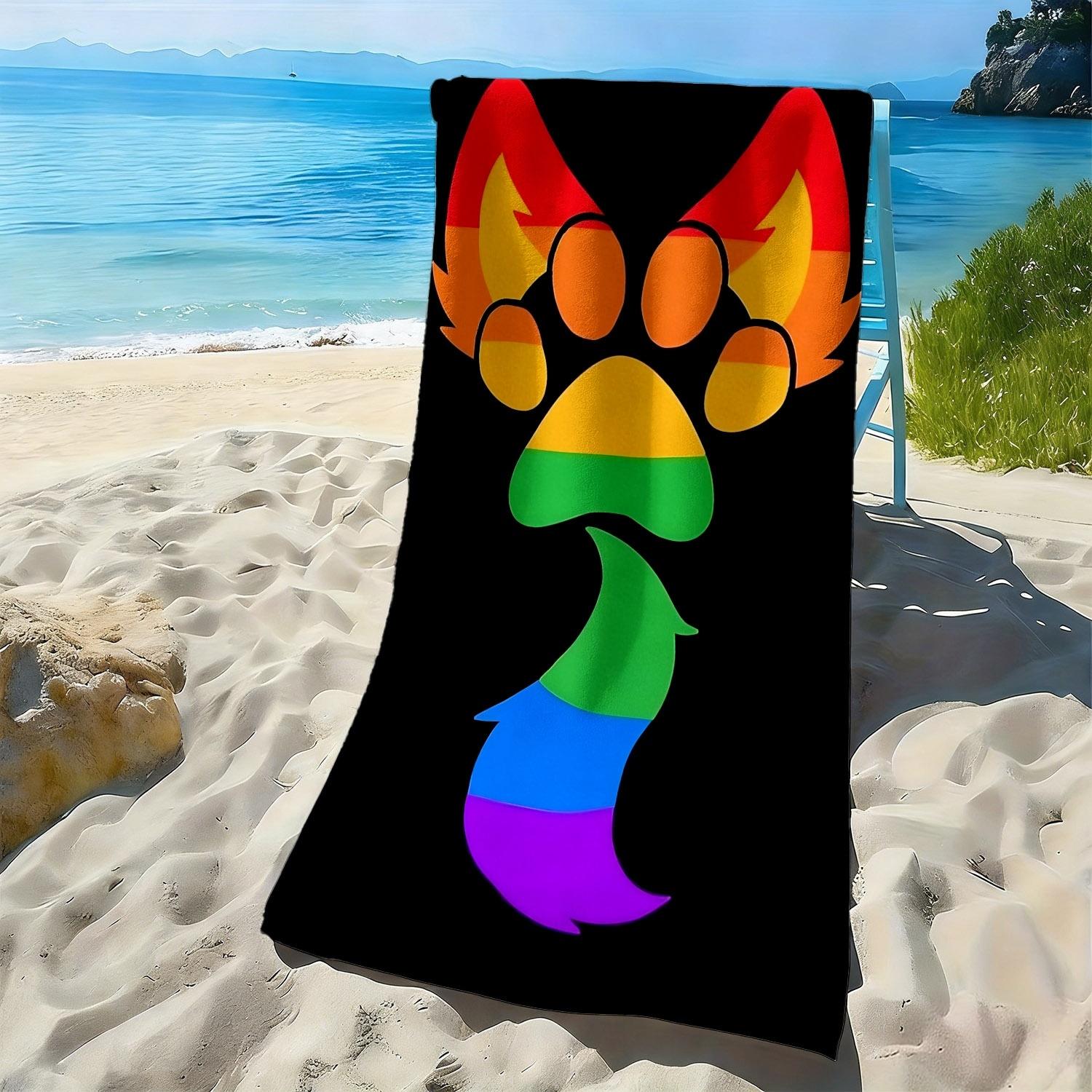 Rainbow paw print gradient pattern polyester microfiber beach towel is highly absorbent, suitable for swimming and beach outings W30*H60(CM)
Rainbow paw print gradient pattern polyester microfiber beach towel is highly absorbent, suitable for swimming and beach outings W30*H60(CM)