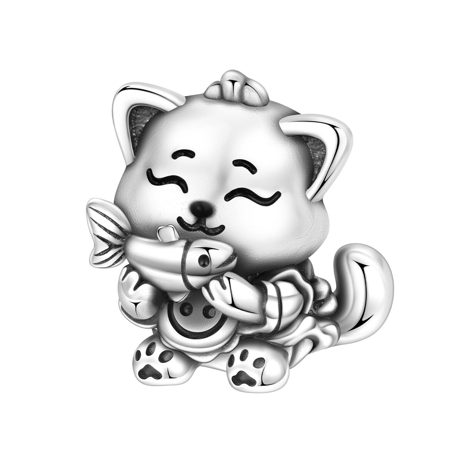 925 Silver Fish Eating Cats Pet Animal Pendants Bracelet Charms Fit Jewelry Party Beads DIY Fine Gifts
925 Silver Fish Eating Cats Pet Animal Pendants Bracelet Charms Fit Jewelry Party Beads DIY Fine Gifts