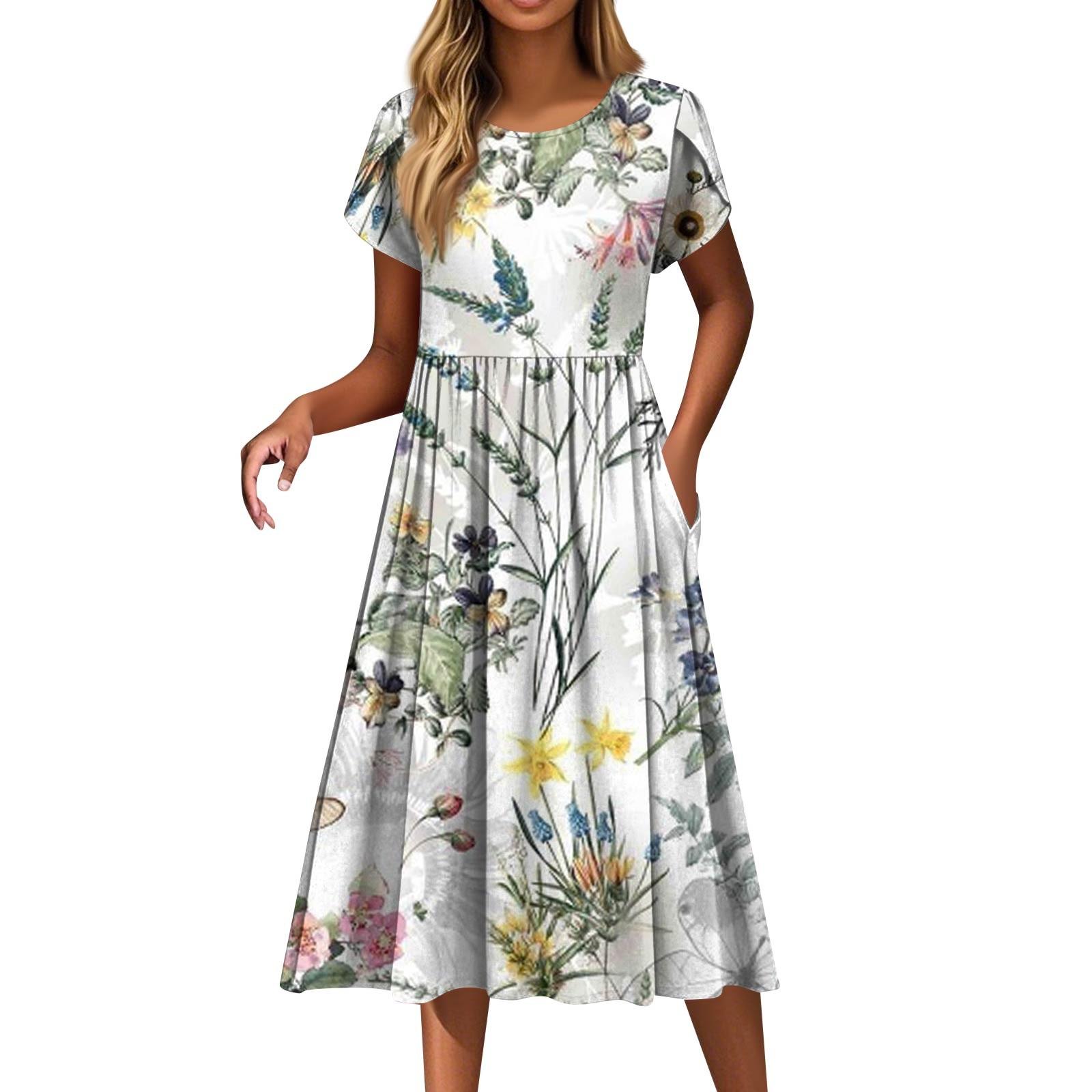 Женские платья Винтажные цветочные платья с круглым вырезом и коротким рукавом XL серебряный
Женские платья Винтажные цветочные платья с круглым вырезом и коротким рукавом XL серебряный