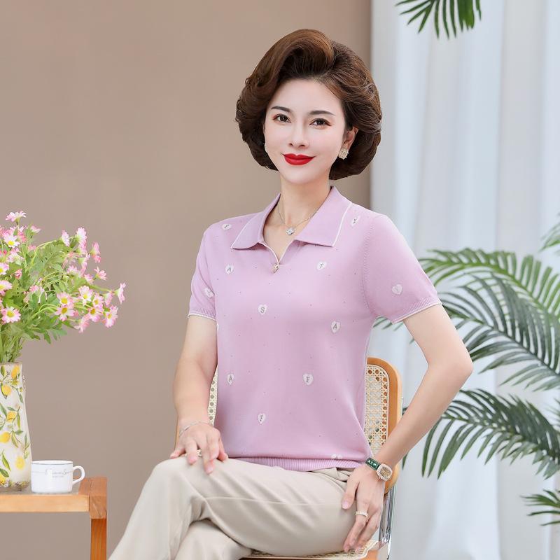 Summer Silk Lapel Knitwear: Light Luxury Style Ice Silk Plus-Size T-Shirt for Mothers and Seniors 4XL (recommended 135-150 jin) розовый/фиолетовый
Summer Silk Lapel Knitwear: Light Luxury Style Ice Silk Plus-Size T-Shirt for Mothers and Seniors 4XL (recommended 135-150 jin) розовый/фиолетовый