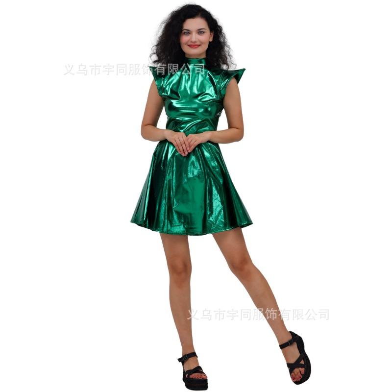 New Halloween Costume Bronzing Patent Leather Solid Color Sexy Party Dress Performance Costume Factory Straight Hair XXL зелений
New Halloween Costume Bronzing Patent Leather Solid Color Sexy Party Dress Performance Costume Factory Straight Hair XXL зелений