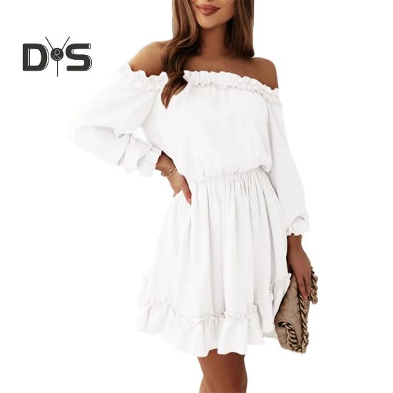 Женское летнее платье с открытыми плечами и открытой спиной с рюшами и длинными рукавами, плиссированное лоскутное однотонное трапециевидное мини-платье для выпускного вечера L белый
Женское летнее платье с открытыми плечами и открытой спиной с рюшами и длинными рукавами, плиссированное лоскутное однотонное трапециевидное мини-платье для выпускного вечера L белый