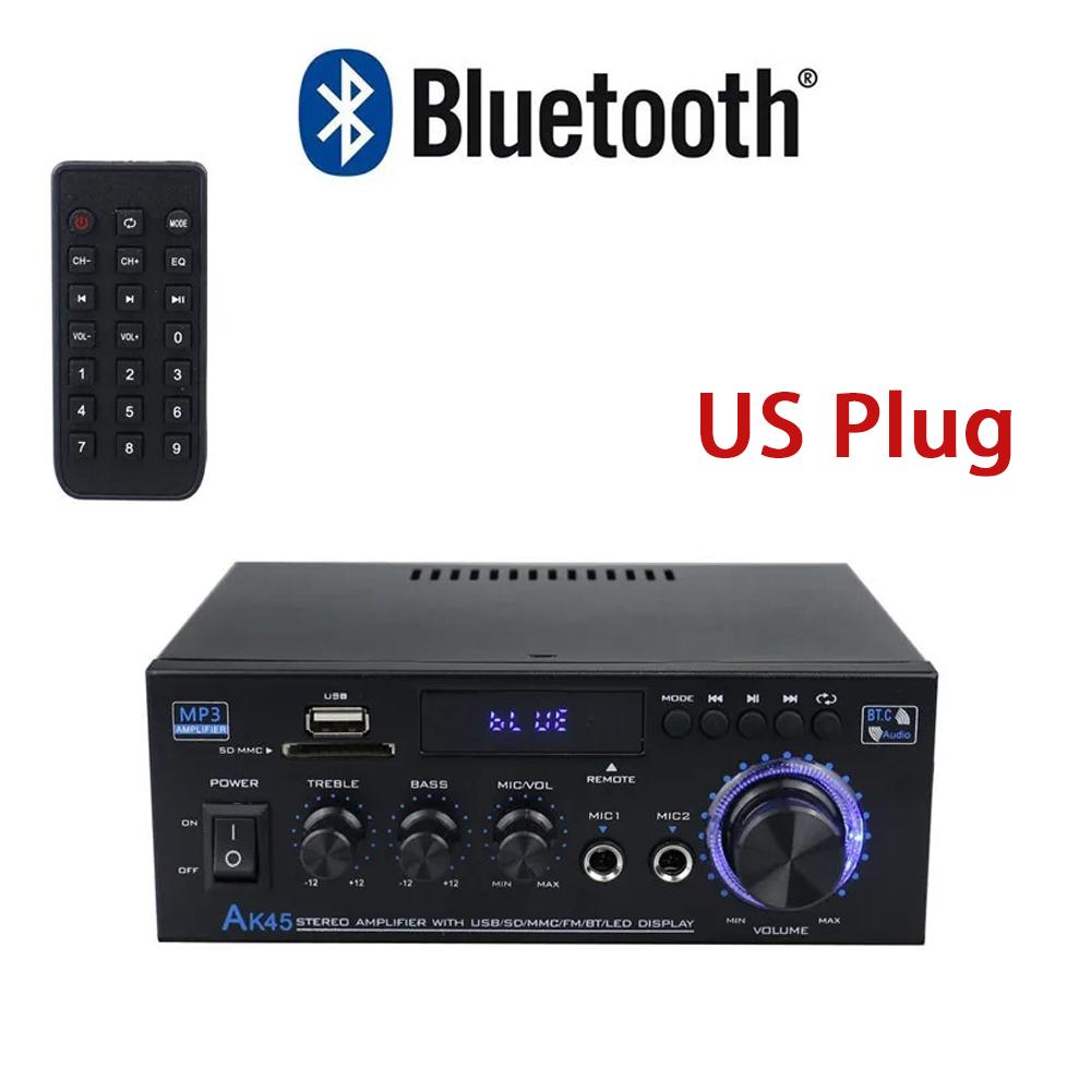 AK45 2-канальный стереоусилитель Bluetooth с USB SD AUX FM входом, ЖК-дисплеем, микрофонным входом, пультом дистанционного управления
AK45 2-канальный стереоусилитель Bluetooth с USB SD AUX FM входом, ЖК-дисплеем, микрофонным входом, пультом дистанционного управления