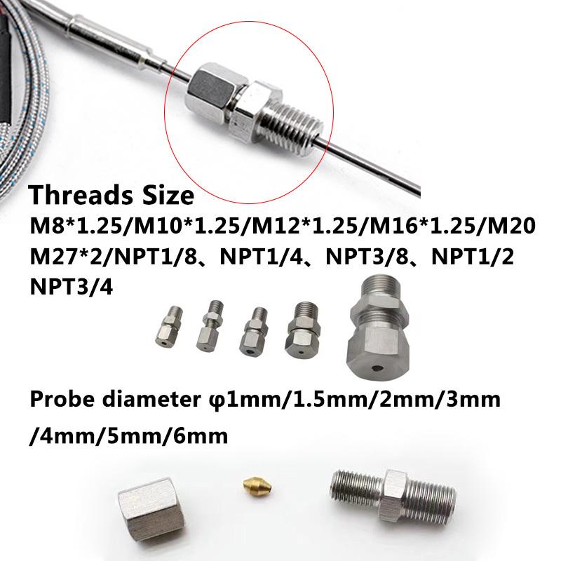 1100 degree K/PT100 Type Ungrounded 1mm-6mm/Threads Size M8*1.25/M10*1.25 Controller Sheathed Thermocouple Temperature Sensor 50mm
1100 degree K/PT100 Type Ungrounded 1mm-6mm/Threads Size M8*1.25/M10*1.25 Controller Sheathed Thermocouple Temperature Sensor 50mm