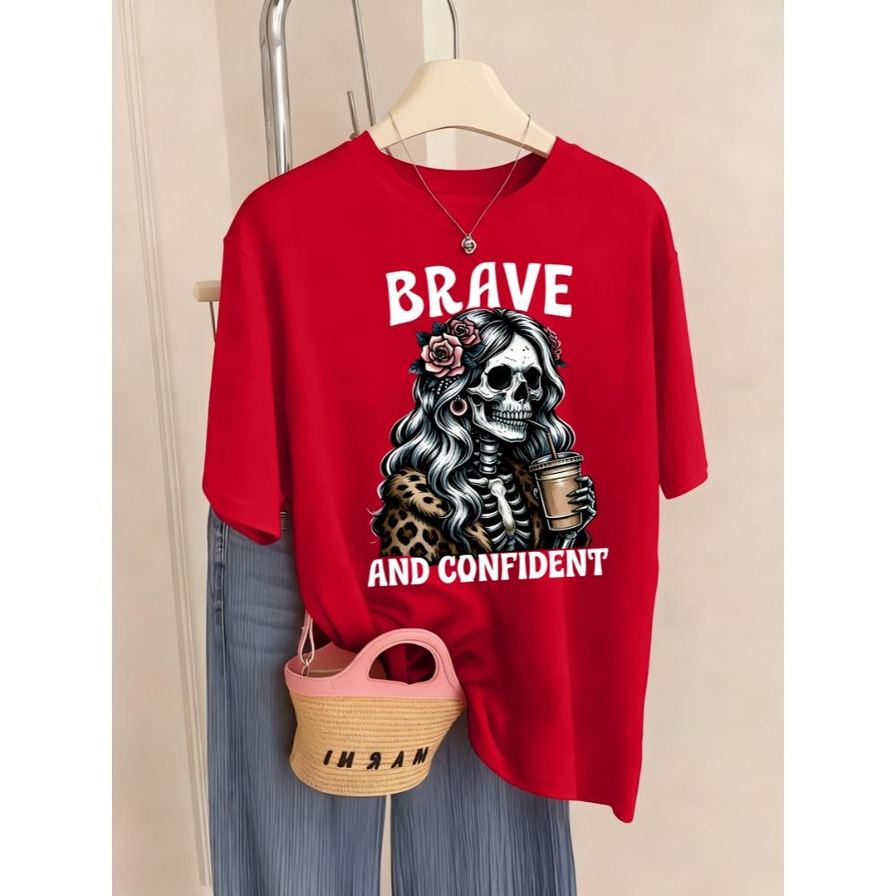 Brave Confident Coffee Skulls Printed T Shirt Women Summer Breathable Clothing Trendy O-Neck T-Shirt Short Sleeves 3XL
Brave Confident Coffee Skulls Printed T Shirt Women Summer Breathable Clothing Trendy O-Neck T-Shirt Short Sleeves 3XL