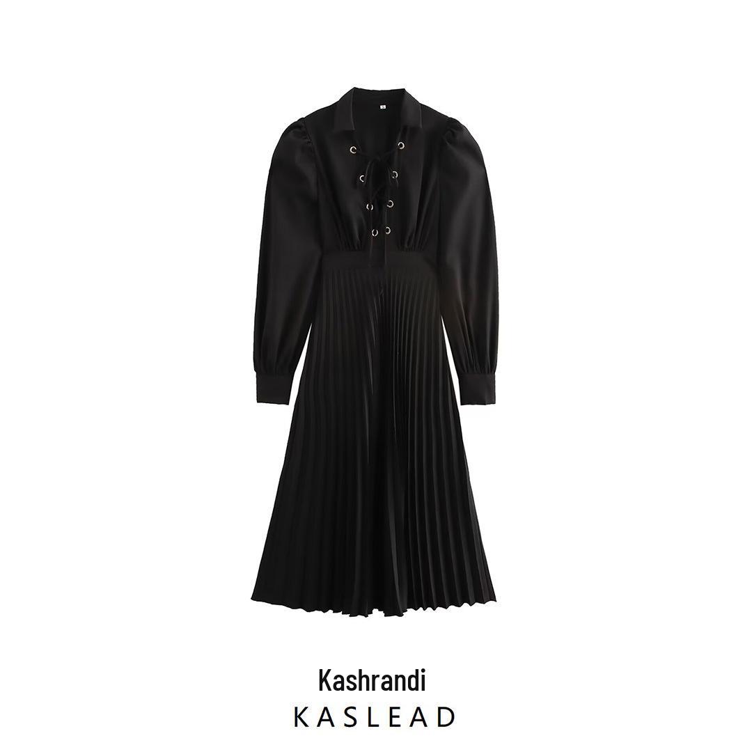 2024 Autumn Women s European & American Style Fashion Lapel Puff Sleeve Pleated Long Dress Extra Small чёрный
2024 Autumn Women s European & American Style Fashion Lapel Puff Sleeve Pleated Long Dress Extra Small чёрный