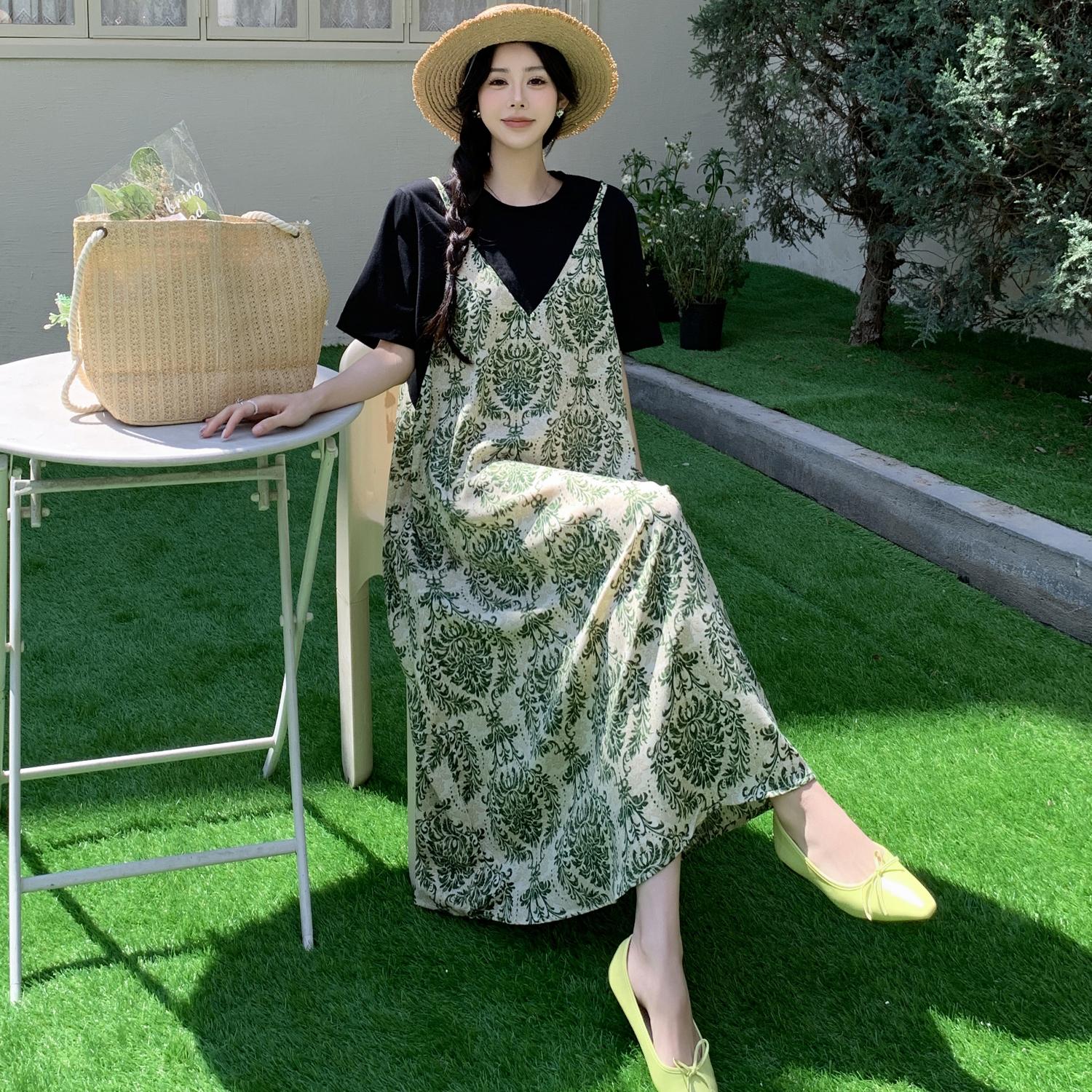 DIMANAF 2025 Summer Plus Size Dress Women Casual Vintage Printing Dress Basic Long Elegant Loose Fake Two-Piece Dress L зелёный
DIMANAF 2025 Summer Plus Size Dress Women Casual Vintage Printing Dress Basic Long Elegant Loose Fake Two-Piece Dress L зелёный