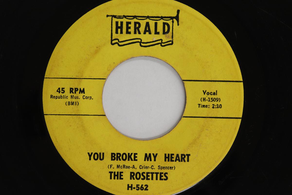 7inch Record ROSETTES - You Broke My Heart / It Must Be Lov H562 HERALD 1961 US Soul/Funk Used
7inch Record ROSETTES - You Broke My Heart / It Must Be Lov H562 HERALD 1961 US Soul/Funk Used