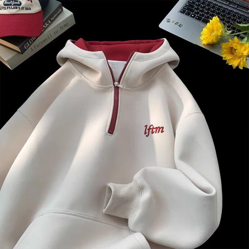 Men s Autumn/Winter Contrast Embroidered Hoodie, Plus Velvet, Thick Heavyweight Half-Zip, Loose Fit for Teens. 2XL
Men s Autumn/Winter Contrast Embroidered Hoodie, Plus Velvet, Thick Heavyweight Half-Zip, Loose Fit for Teens. 2XL