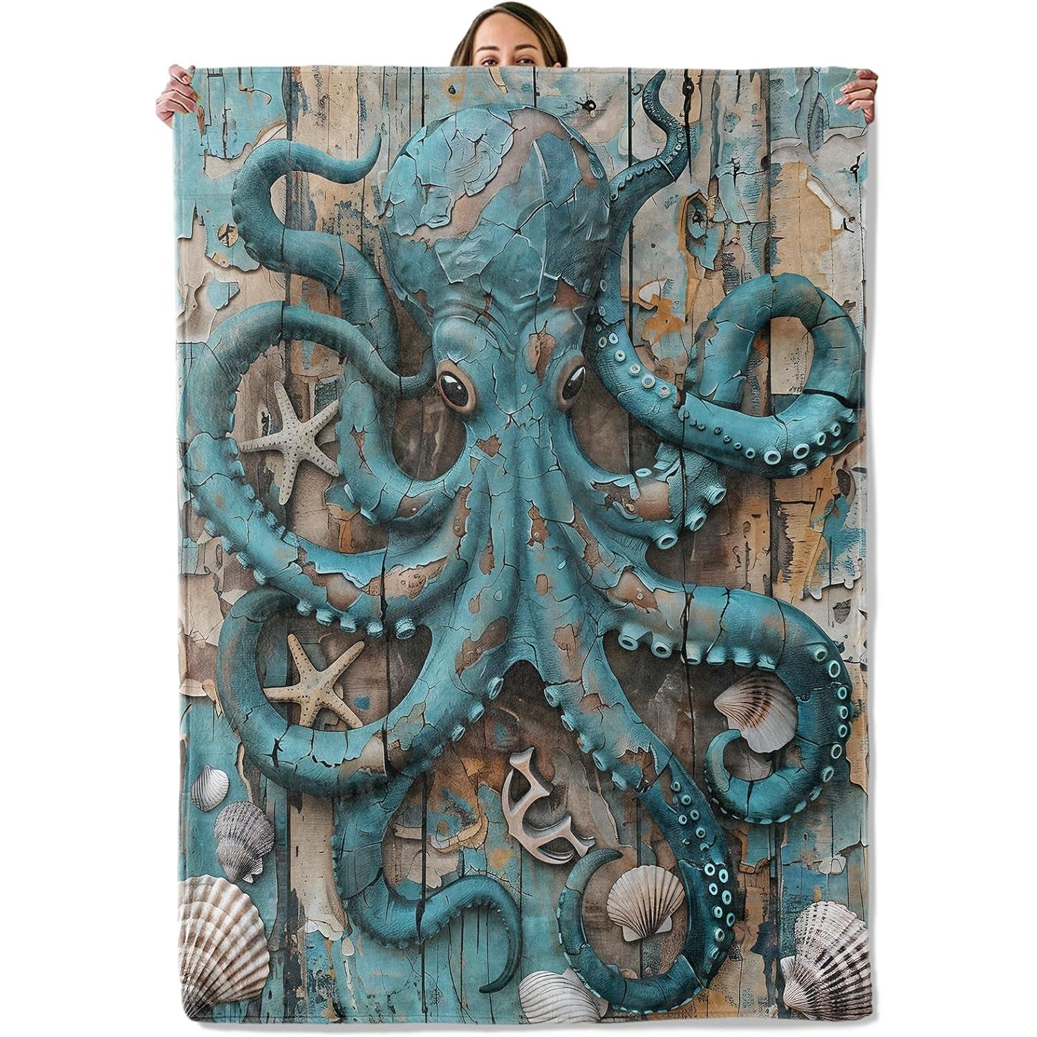 Octopus Gifts, Rustic Octopus Nautical Blanket for Adults Women Kids,Cozy Fuzzy Warm Soft Throw Blankets for Bedroom, 75x90cm
Octopus Gifts, Rustic Octopus Nautical Blanket for Adults Women Kids,Cozy Fuzzy Warm Soft Throw Blankets for Bedroom, 75x90cm