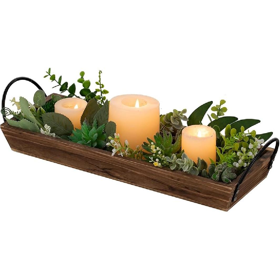 Long Narrow Wood Candle Tray: Hanobe Rustic Wooden Candle Holders Rectangular Table Centerpieces for Dining Room Farmhouse Pillar Stand with Handle темно-коричневого кольору
Long Narrow Wood Candle Tray: Hanobe Rustic Wooden Candle Holders Rectangular Table Centerpieces for Dining Room Farmhouse Pillar Stand with Handle темно-коричневого кольору
