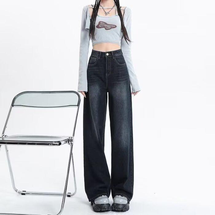 Women s Blue-Gray High-Waisted Plus Size Wide-Leg Denim Pants - Autumn Slimming Loose Fit with Raw Hem for Pear-Shaped Body Large синій
Women s Blue-Gray High-Waisted Plus Size Wide-Leg Denim Pants - Autumn Slimming Loose Fit with Raw Hem for Pear-Shaped Body Large синій