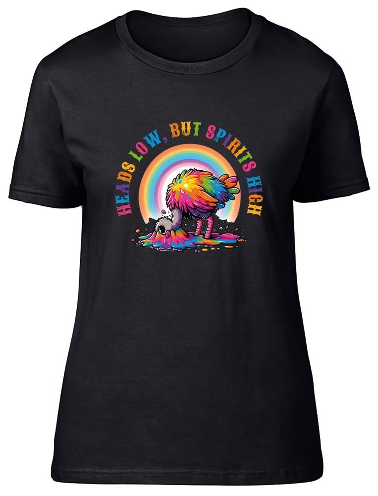 Heads Low But Spirits High Funny Ostrich Womens T-Shirt Ladies Gift Tee 4XL
Heads Low But Spirits High Funny Ostrich Womens T-Shirt Ladies Gift Tee 4XL