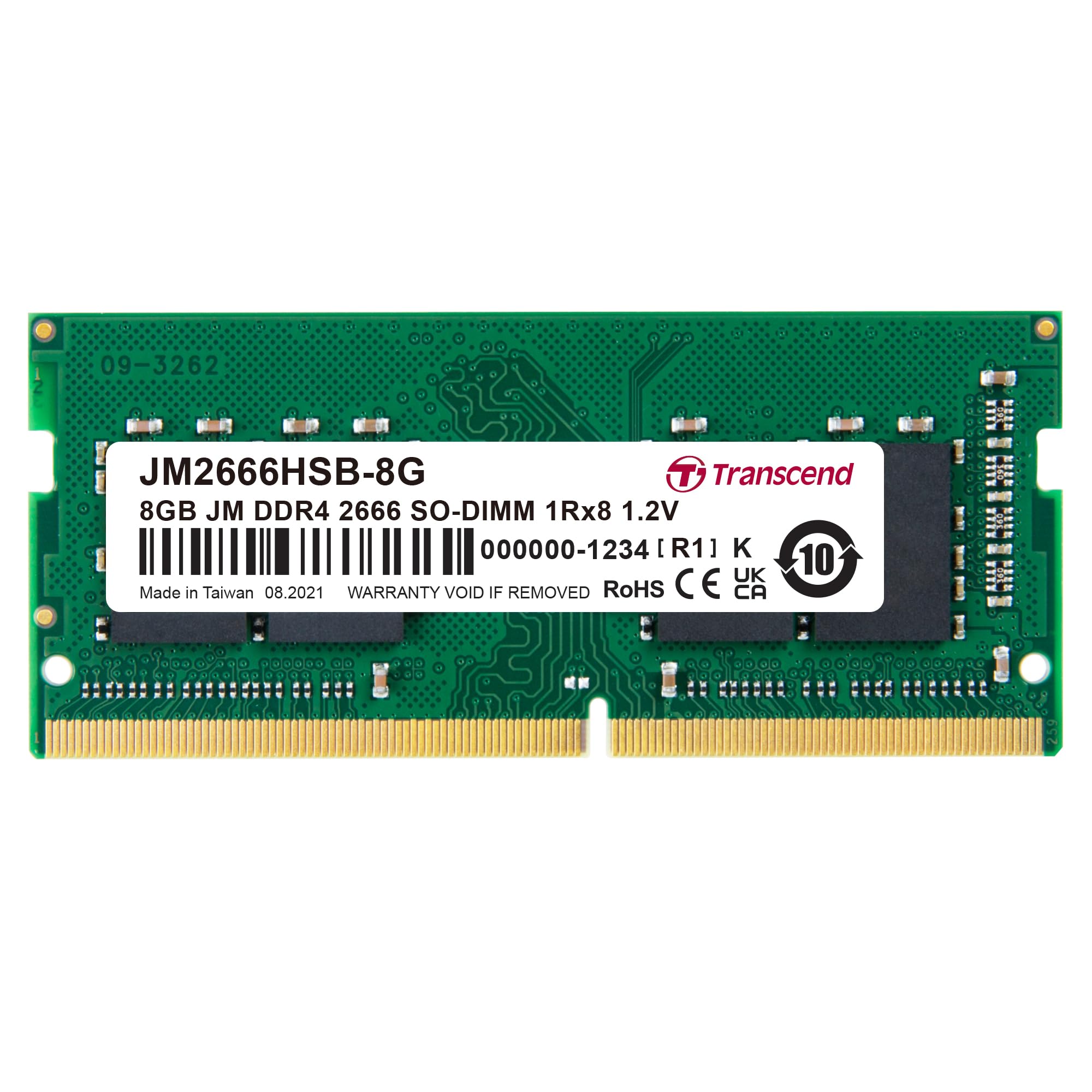 Transcend Laptop Memory 8GB 260pin CL19 PC4-21300 (DDR4-2666) SO-DIMM 1.2V (Lifetime Warranty) JM2666HSB-8G
Transcend Laptop Memory 8GB 260pin CL19 PC4-21300 (DDR4-2666) SO-DIMM 1.2V (Lifetime Warranty) JM2666HSB-8G