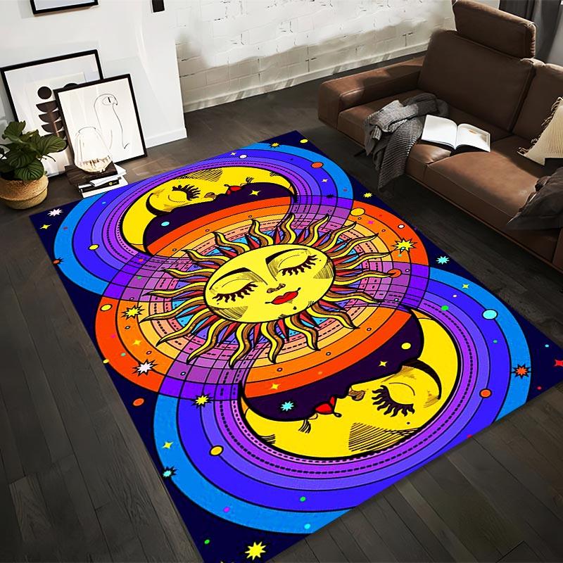 Colorful Sun and Moon Pattern Carpet with Psychedelic Boho Design Suitable for use as an anti-slip for living room bedroom sofas 40x60cm( 15x23in )
Colorful Sun and Moon Pattern Carpet with Psychedelic Boho Design Suitable for use as an anti-slip for living room bedroom sofas 40x60cm( 15x23in )