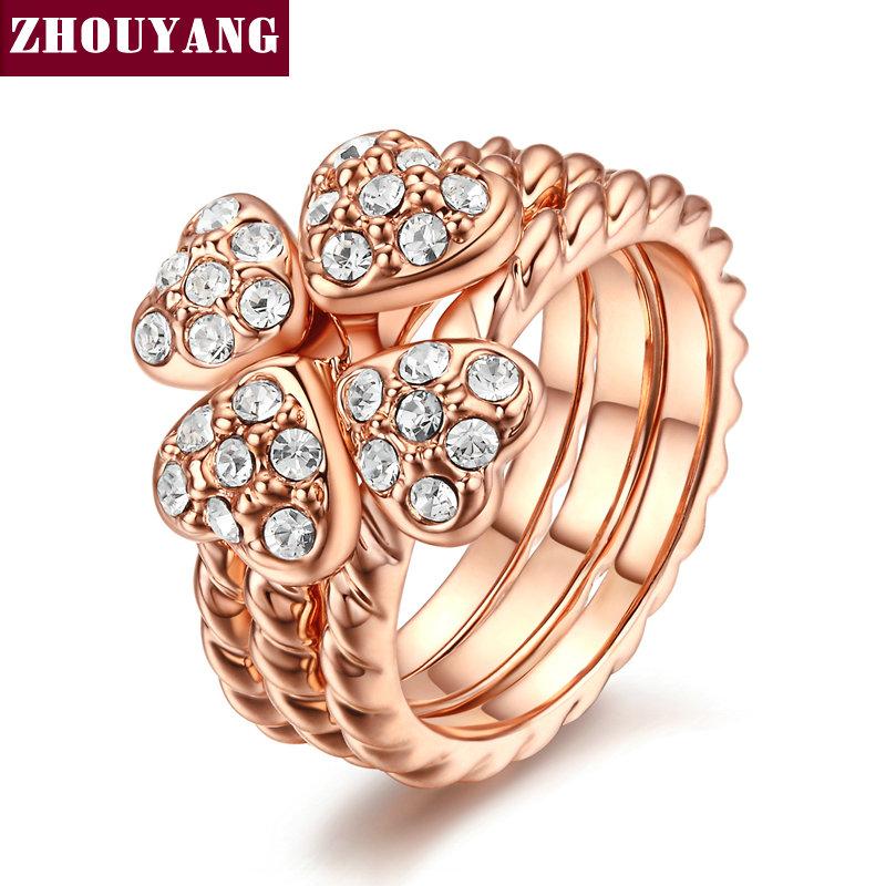 Heart Clover Leaf Set Of Rings For Women Rose Gold Color Wedding Ring Austrian Crystals Full Sizes Top Quality Elegant ZYR022 5.5
Heart Clover Leaf Set Of Rings For Women Rose Gold Color Wedding Ring Austrian Crystals Full Sizes Top Quality Elegant ZYR022 5.5