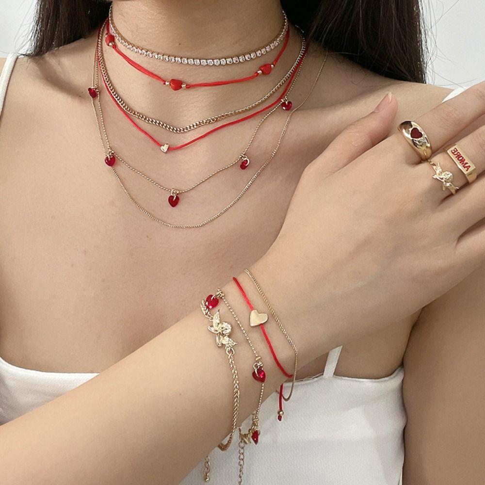 Gold Overlay Angel Ring Red Crystal Heart Bracelet Aesthetic Valentine s Day Jewelry Set Lady ring
Gold Overlay Angel Ring Red Crystal Heart Bracelet Aesthetic Valentine s Day Jewelry Set Lady ring