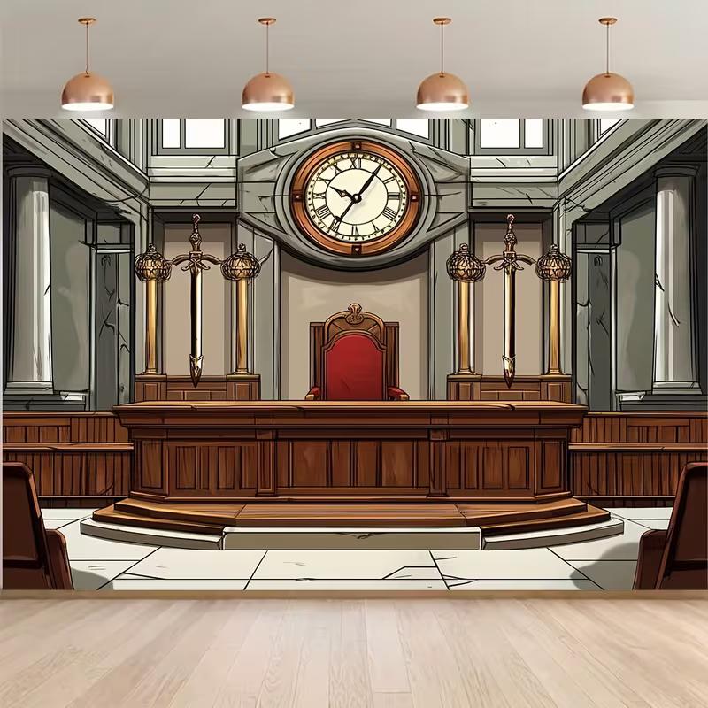 2D Vintage Court House Backdrop, Judge Bench & Clock Photography Background Banner 47.2x31.5inch/120*80cm
2D Vintage Court House Backdrop, Judge Bench & Clock Photography Background Banner 47.2x31.5inch/120*80cm