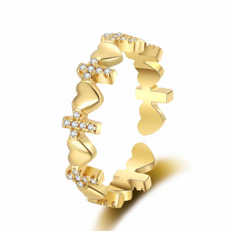 Creative European Zircon Rhinestone Heart Cross Ring - Elegant Fashion for Women Adjustable Open золотий
Creative European Zircon Rhinestone Heart Cross Ring - Elegant Fashion for Women Adjustable Open золотий