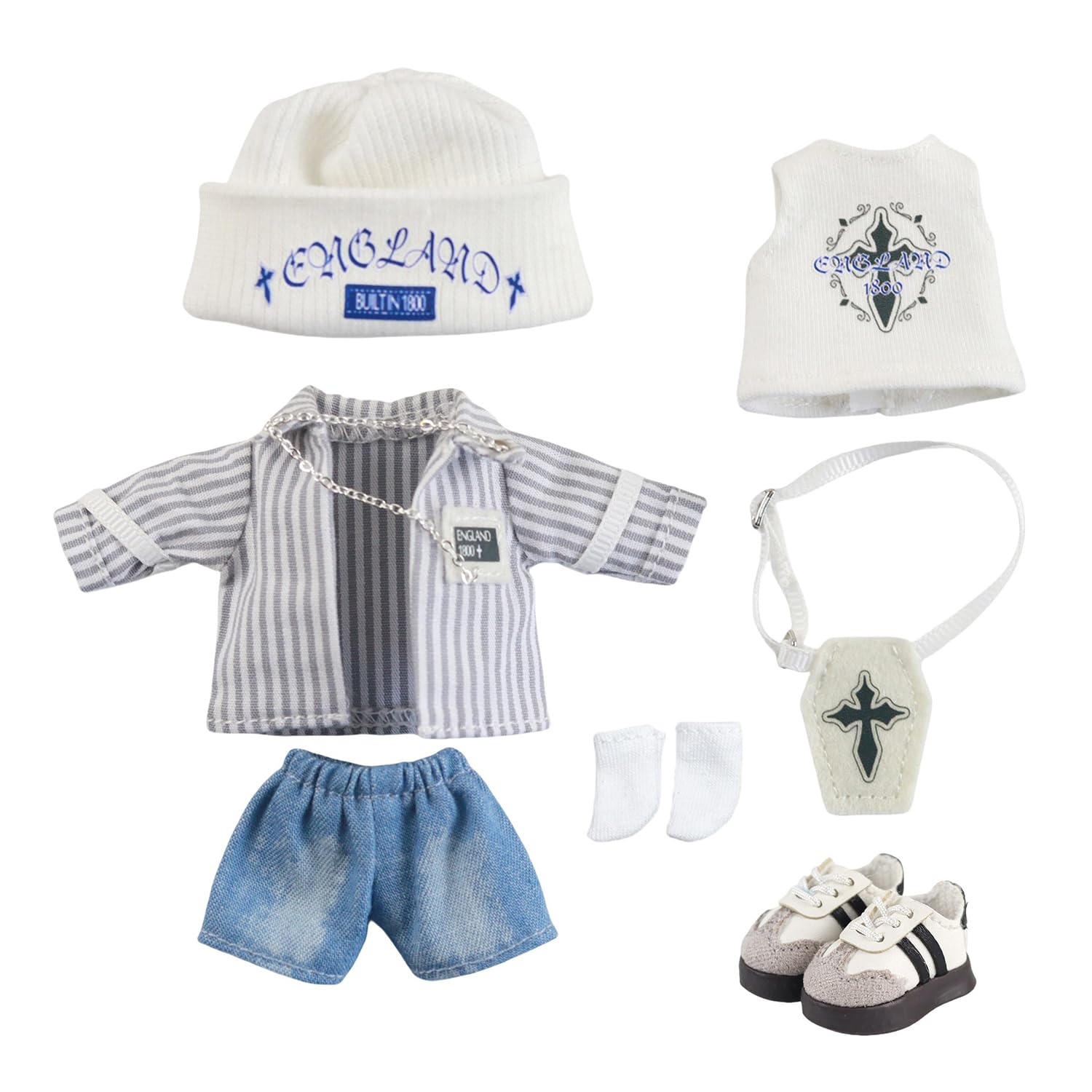 Obitsu 11 OB11 Size Outfit for Obitsu Doll 11cm Body Boy Clothes Set: Long Sleeve Shirt, Sleeveless Pants, and Knit Hat (7-Piece Set)
Obitsu 11 OB11 Size Outfit for Obitsu Doll 11cm Body Boy Clothes Set: Long Sleeve Shirt, Sleeveless Pants, and Knit Hat (7-Piece Set)