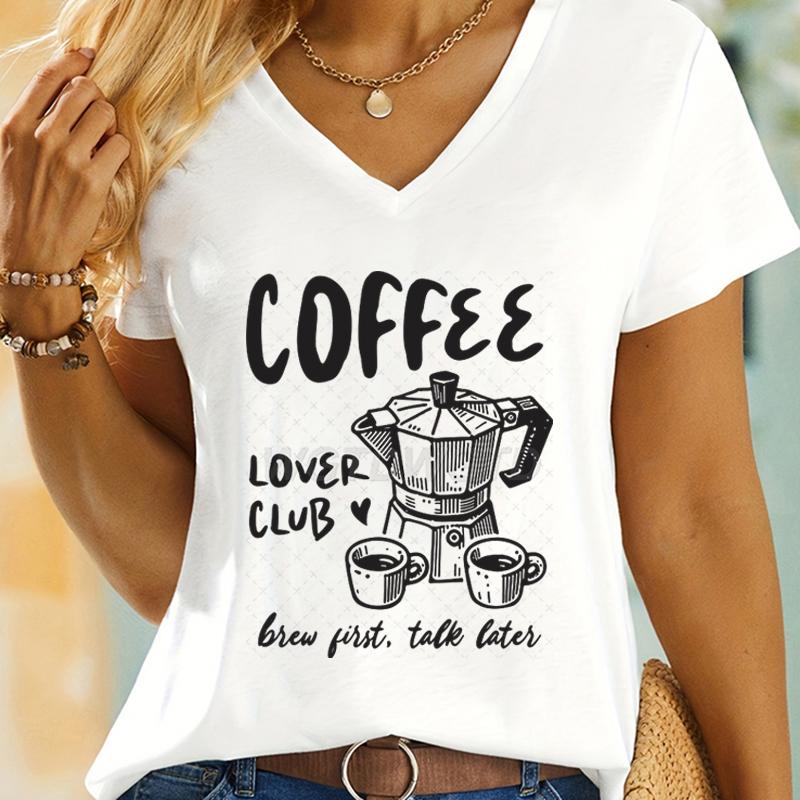 Summer Woman T-shirts Coffe Lover Club Short Sleeve Tee V-neck Casual Tops Coffee Lover Gift New Fashion Casual T-shirt Tops 5XL
Summer Woman T-shirts Coffe Lover Club Short Sleeve Tee V-neck Casual Tops Coffee Lover Gift New Fashion Casual T-shirt Tops 5XL
