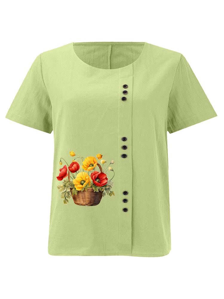 Women s Fashion Flower Print Shot Sleeve T-shirt Loose Cotton Shirt Casual Loose Summer Blouse Tops Plus Size 5XL зелений
Women s Fashion Flower Print Shot Sleeve T-shirt Loose Cotton Shirt Casual Loose Summer Blouse Tops Plus Size 5XL зелений