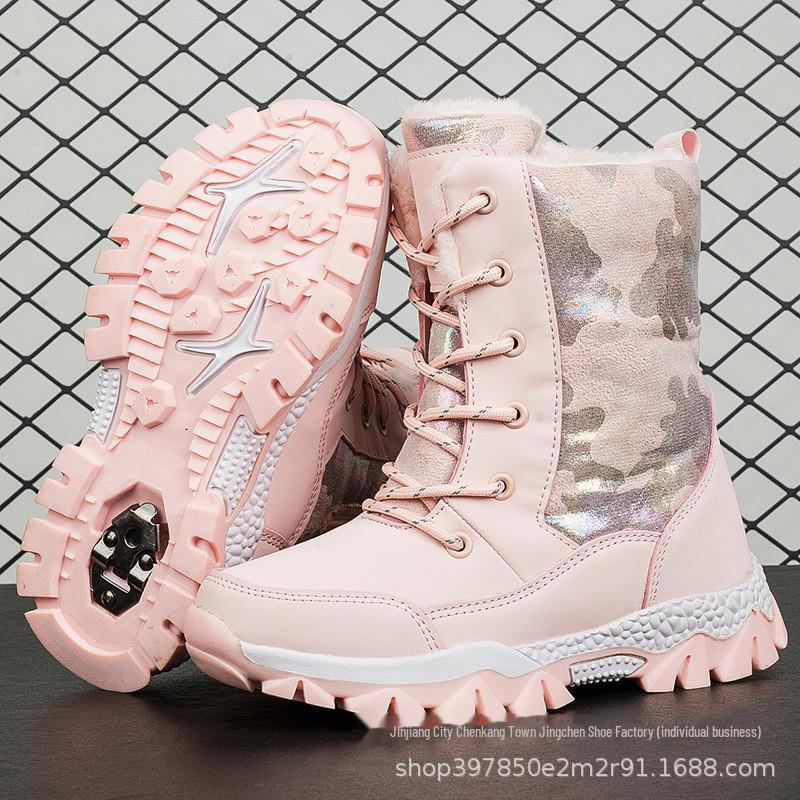 Girls Winter Lace-up Snow Boots with Non-slip Steel Claws, Plush Lining for Warmth 39
Girls Winter Lace-up Snow Boots with Non-slip Steel Claws, Plush Lining for Warmth 39