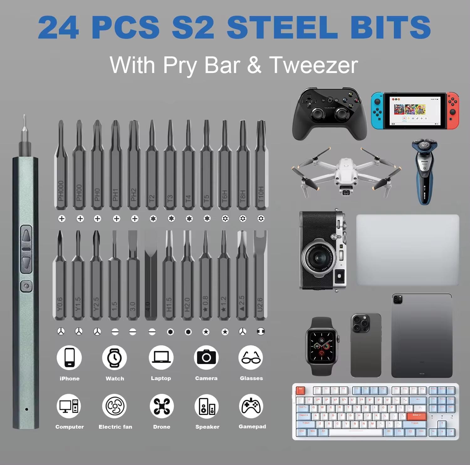 30 in 1 Precision Electric Screwdriver Set Magnetic Phillips Torx Screw Driver Bits Professional Repair Tools for iPhone PC DIY
30 in 1 Precision Electric Screwdriver Set Magnetic Phillips Torx Screw Driver Bits Professional Repair Tools for iPhone PC DIY