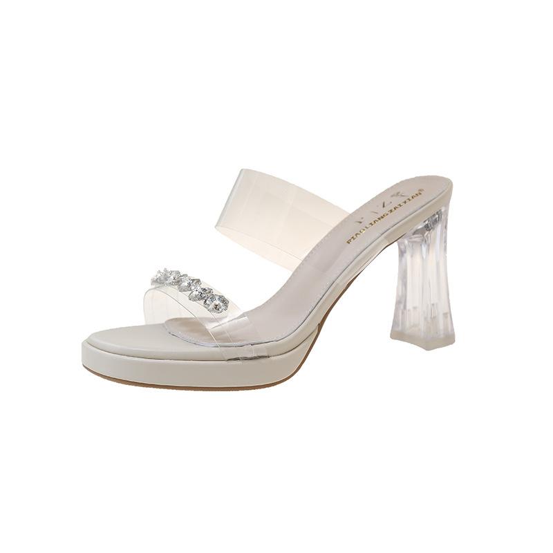2025 summer European station new rhinestone pvc one-word strap super high heel slippers actress and thick heel cool slippers 35
2025 summer European station new rhinestone pvc one-word strap super high heel slippers actress and thick heel cool slippers 35