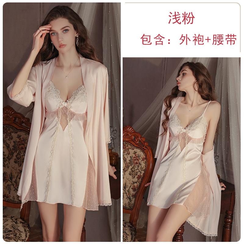 Pure Silky Satin Pajamas Deep V Seduction Plus Chest Pad Sexy Lace Pajamas Robe Loungewear free size
Pure Silky Satin Pajamas Deep V Seduction Plus Chest Pad Sexy Lace Pajamas Robe Loungewear free size