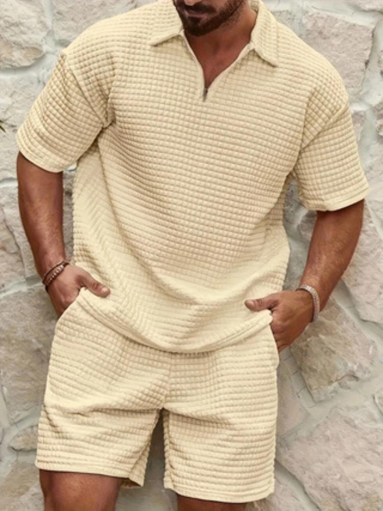 Men s Black Textured Polo Shirt with Half-Zip & Matching Shorts - Casual Sportswear Set XXXL абрикосовий
Men s Black Textured Polo Shirt with Half-Zip & Matching Shorts - Casual Sportswear Set XXXL абрикосовий