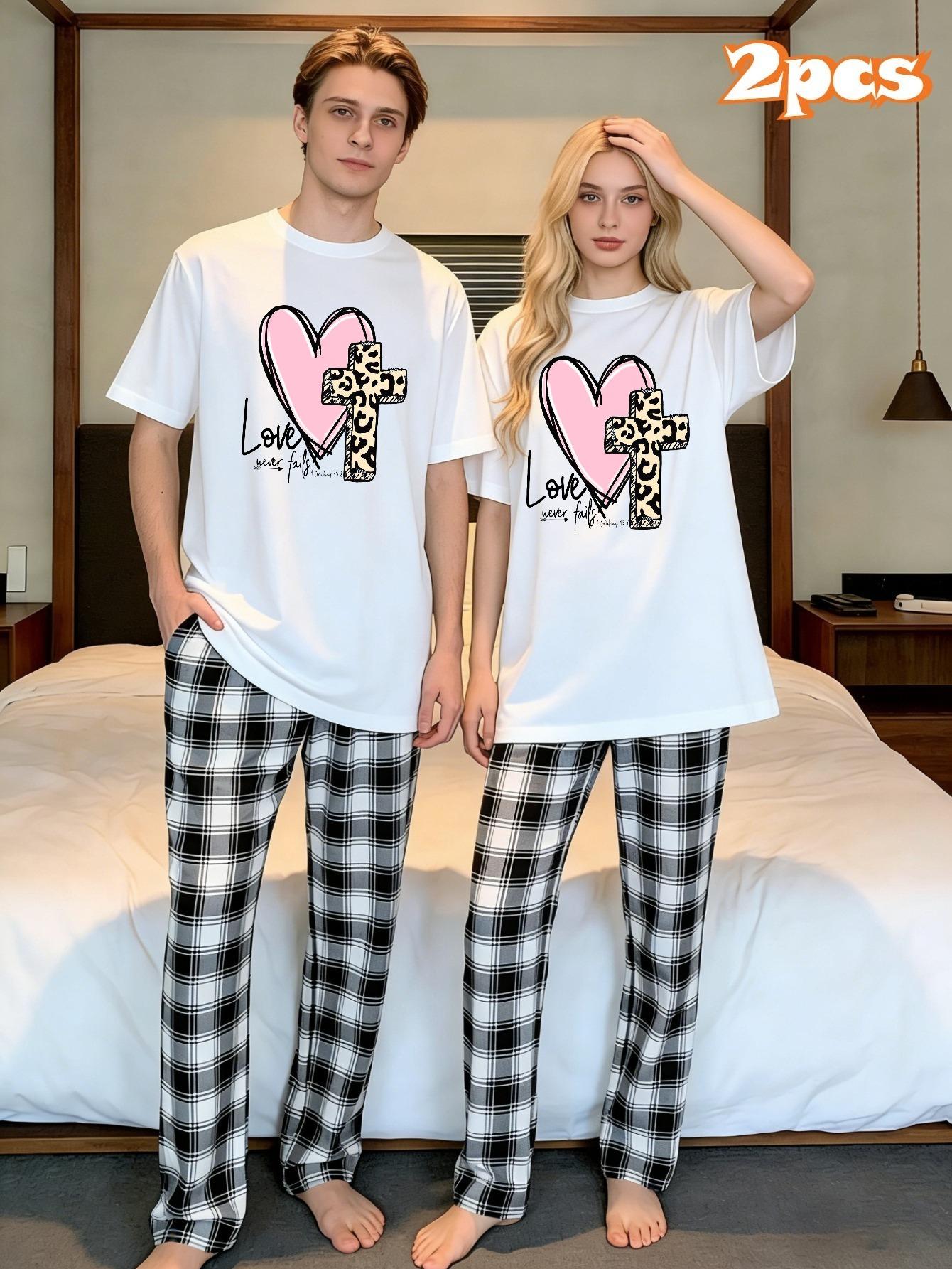 2PCS Sweet Valentine s Couple Matching Set Short T-Shirt and Plaid Pants XXL білий
2PCS Sweet Valentine s Couple Matching Set Short T-Shirt and Plaid Pants XXL білий