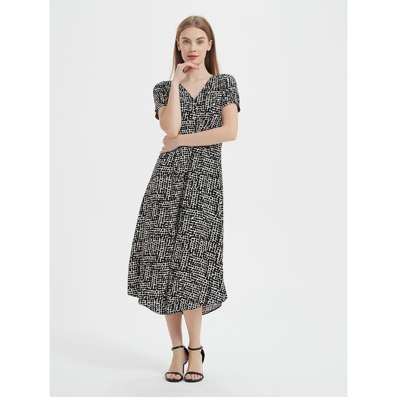 Thin Cotton Cloth Long Chubby Girl Casual Short Sleeve Dress Black Wave Point 1XL
Thin Cotton Cloth Long Chubby Girl Casual Short Sleeve Dress Black Wave Point 1XL