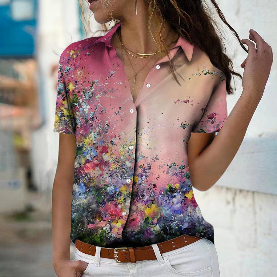 Лето 2023, новая модная женская красочная парусиновая рубашка с коротким рукавом и v-образным вырезом, повседневная рубашка на пуговицах, топ
Лето 2023, новая модная женская красочная парусиновая рубашка с коротким рукавом и v-образным вырезом, повседневная рубашка на пуговицах, топ