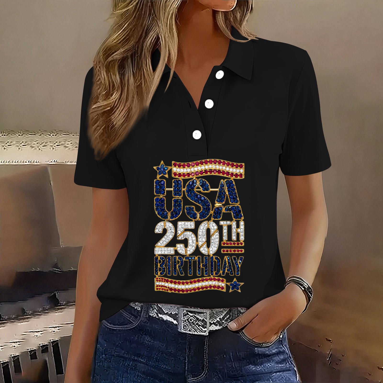 Women s Casual Short Sleeve Button Polo Shirt USA 250th Anniversary Print Relaxed Fit Lightweight Summer Top XXXL чёрный
Women s Casual Short Sleeve Button Polo Shirt USA 250th Anniversary Print Relaxed Fit Lightweight Summer Top XXXL чёрный