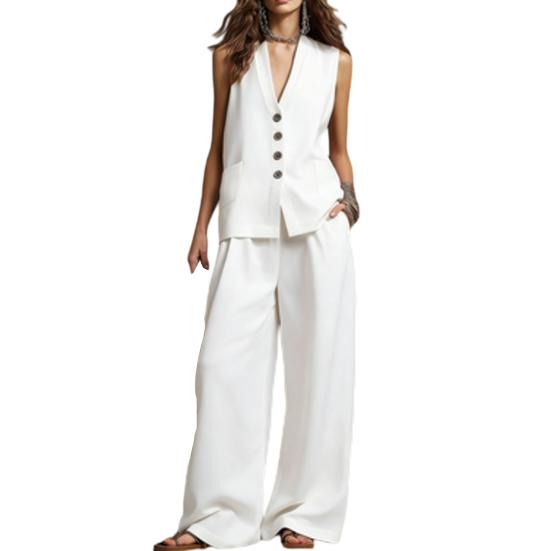 Women s 2 Piece Linen Set Sleeveless V Neck Button Down Tank Top And Wide Leg Pants Set Summer Casual Lounge Outfits XXL білий
Women s 2 Piece Linen Set Sleeveless V Neck Button Down Tank Top And Wide Leg Pants Set Summer Casual Lounge Outfits XXL білий