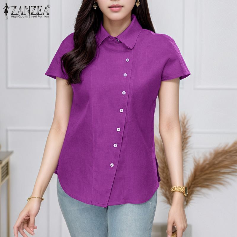ZANZEA Women Casual Turn Down Collar Solid Color Summer Short Sleeve Blouse 5XL фіолетовий
ZANZEA Women Casual Turn Down Collar Solid Color Summer Short Sleeve Blouse 5XL фіолетовий