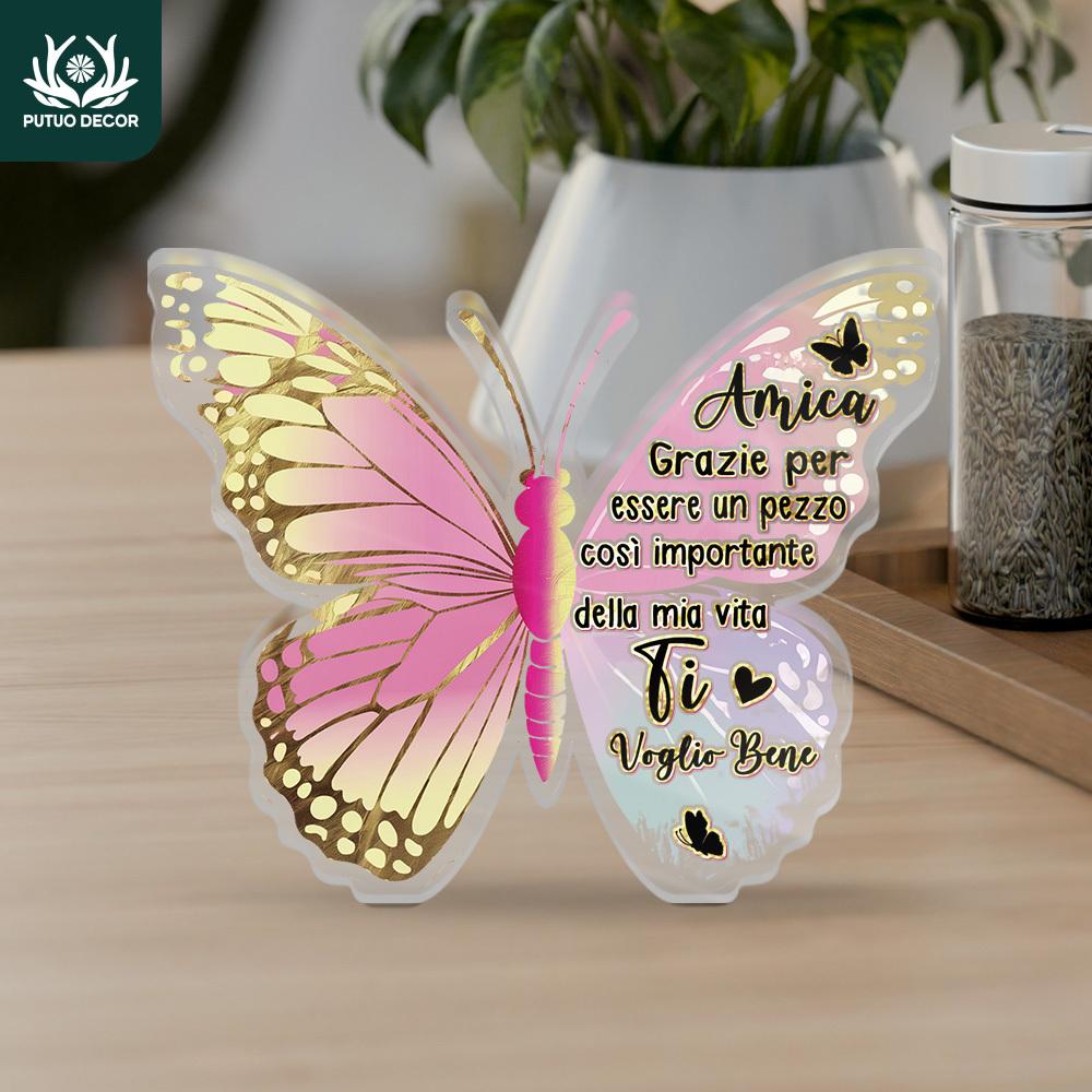 1pc Italian Butterfly-Shaped Acrylic Sign - Romantic Desktop Decoration for Home, Farmhouse Living Room, or as a Thoughtful Gift for Friends 8.8*11cm
1pc Italian Butterfly-Shaped Acrylic Sign - Romantic Desktop Decoration for Home, Farmhouse Living Room, or as a Thoughtful Gift for Friends 8.8*11cm