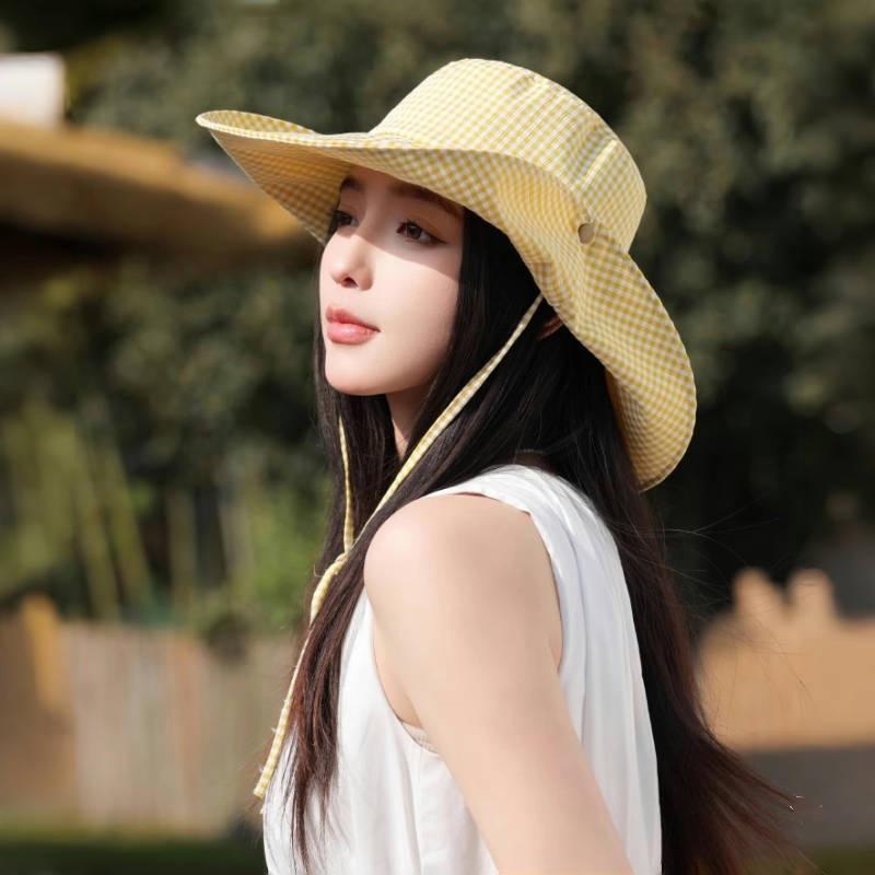 Корейская клетчатая шляпа с большим карнизом, солнцезащитная шляпа с ремешками, женская летняя, для путешествий, затеняющая, универсальная, складная, панама жёлтый
Корейская клетчатая шляпа с большим карнизом, солнцезащитная шляпа с ремешками, женская летняя, для путешествий, затеняющая, универсальная, складная, панама жёлтый