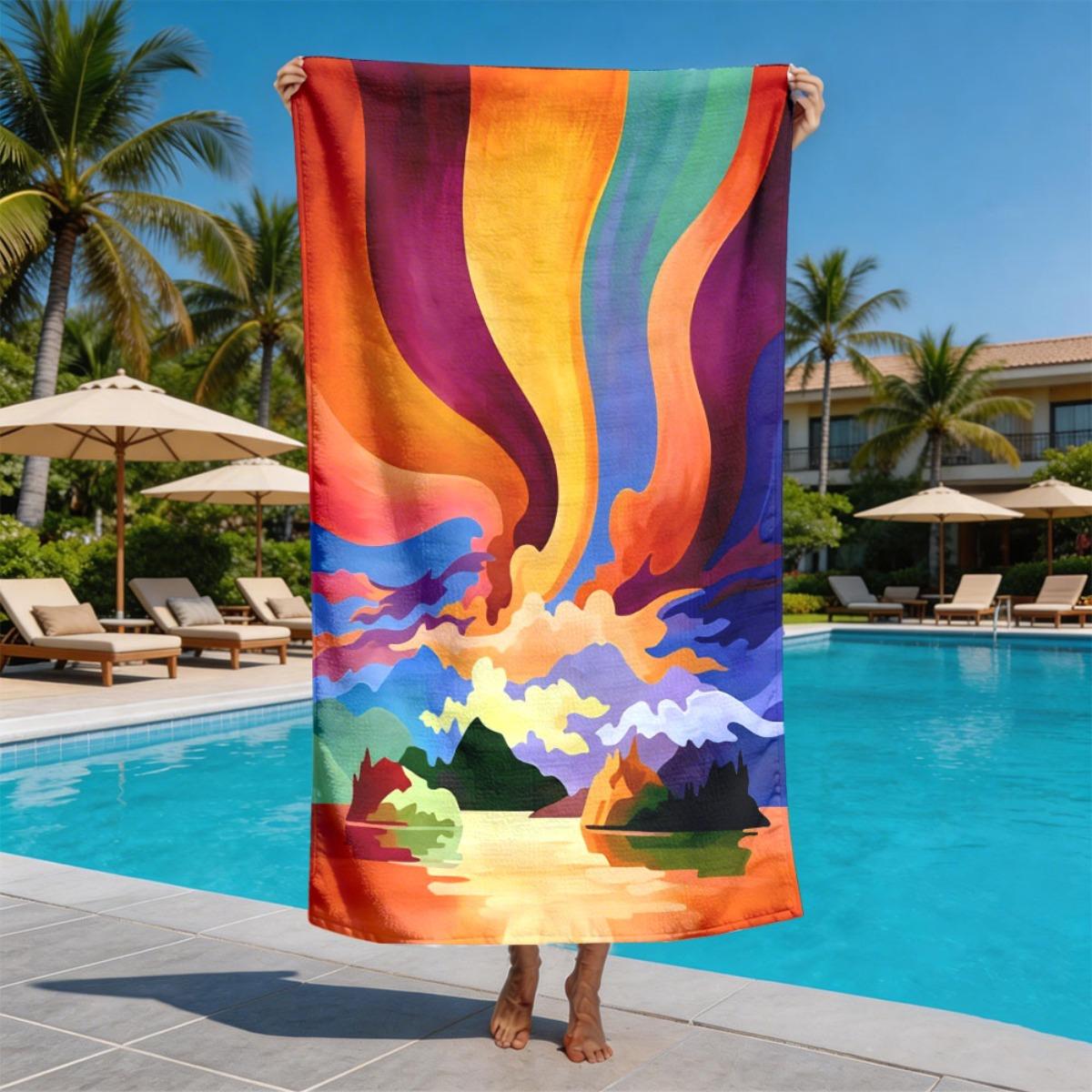Abstract-style sunset landscape scenery polyester microfiber beach towel is highly absorbent, suitable swimming beach outings W30*H60(CM)
Abstract-style sunset landscape scenery polyester microfiber beach towel is highly absorbent, suitable swimming beach outings W30*H60(CM)