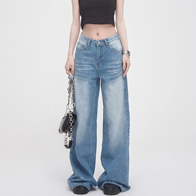 Washed-out Vintage Wide Leg Denim Women s Summer New Arrival High Waist Slim Looking Loose Drooping Easiest for Match Crease Straight-leg Pants Blue pants 155-165 XL
Washed-out Vintage Wide Leg Denim Women s Summer New Arrival High Waist Slim Looking Loose Drooping Easiest for Match Crease Straight-leg Pants Blue pants 155-165 XL